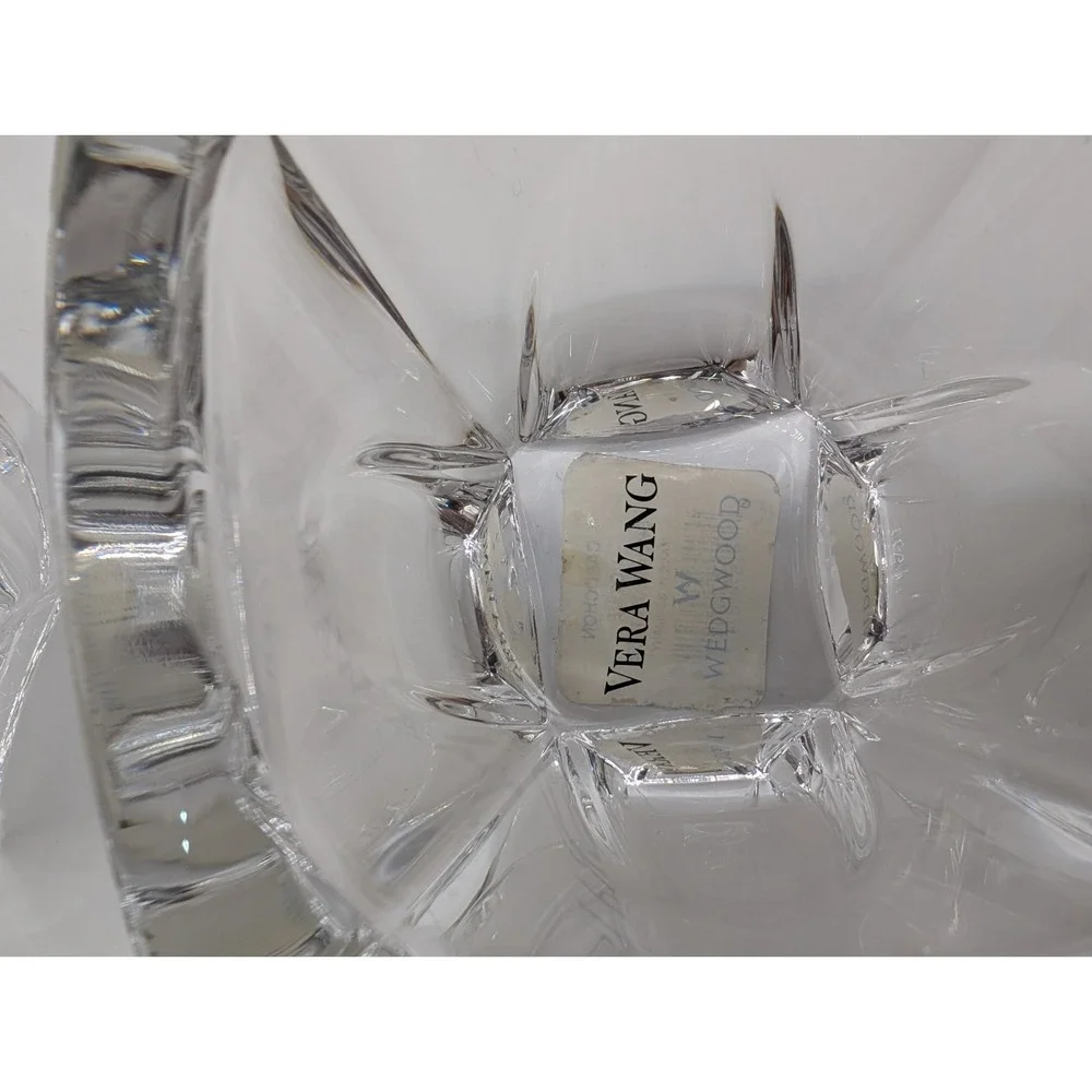 Pair of Vera Wang Wedgwood Crystal Cabochon Votive Candle Holders Germany Heavy